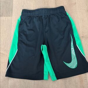 Nike Kids Black and Green Sports Shorts